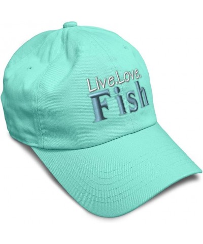 Soft Baseball Cap Live Love Fish Cotton Dad Hats for Men & Women Mint $17.09 Baseball Caps