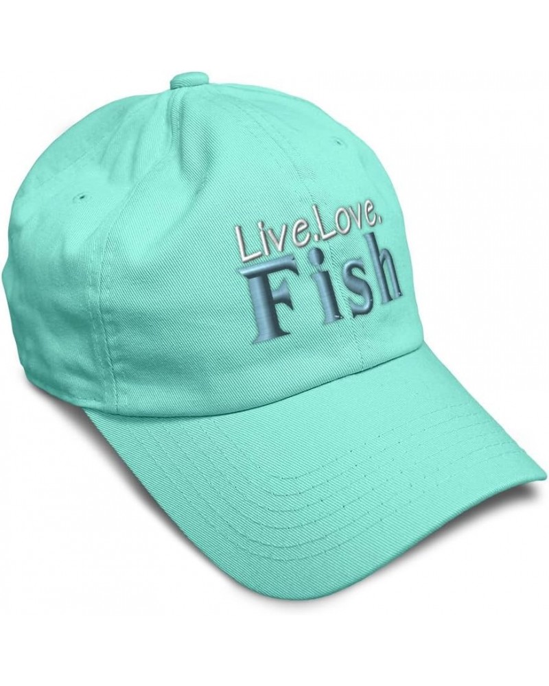 Soft Baseball Cap Live Love Fish Cotton Dad Hats for Men & Women Mint $17.09 Baseball Caps