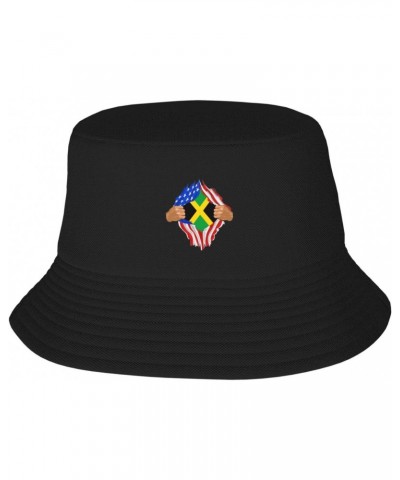 Hand Tear Flag of Jamaica Bucket Hat for Men Women Summer Bucket Hats Outdoor Vacation Beach Travel Fishing Cap Black $9.96 B...