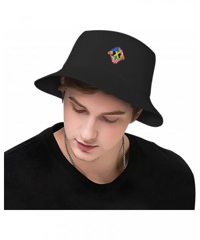 Hand Tear Flag of Jamaica Bucket Hat for Men Women Summer Bucket Hats Outdoor Vacation Beach Travel Fishing Cap Black $9.96 B...