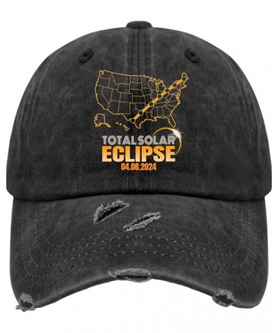 Total Solar Eclipse USA Hats for Mens Washed Distressed Baseball Caps Soft Washed Ball Cap Quick Dry, Allblack $10.78 Basebal...