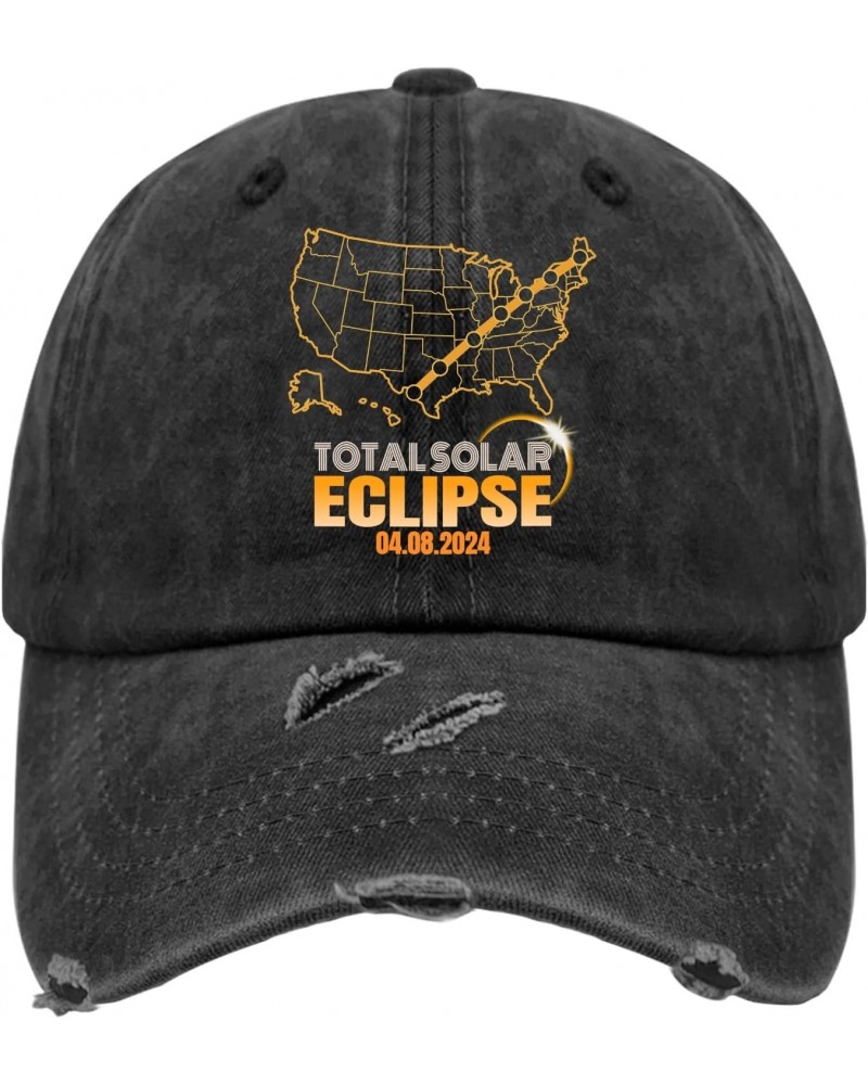 Total Solar Eclipse USA Hats for Mens Washed Distressed Baseball Caps Soft Washed Ball Cap Quick Dry, Allblack $10.78 Basebal...