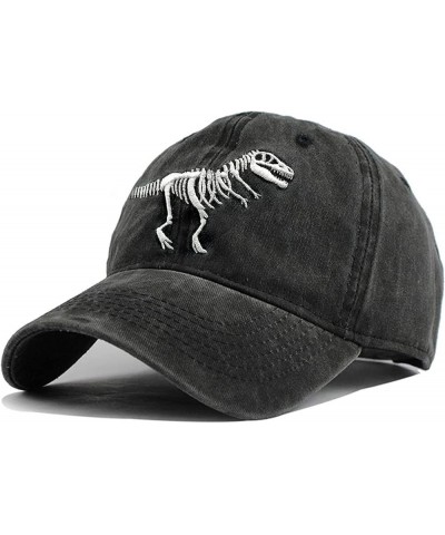 Men Women Dinosaur Hat Embroidered T Rex Skeleton Baseball Cap Dinosaur - Black $11.65 Baseball Caps