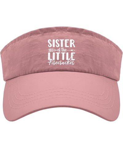 Sister of The Little Firecracker Hats Sun Visor Hat for Adult Visor Hats Packable Running Cap Pink $11.01 Visors