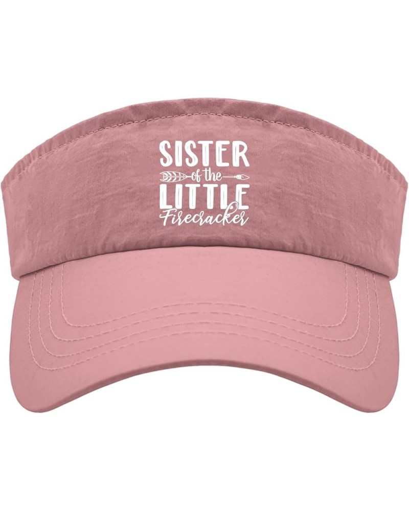 Sister of The Little Firecracker Hats Sun Visor Hat for Adult Visor Hats Packable Running Cap Pink $11.01 Visors