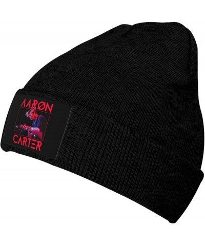 Aaron Music Carter Knit Hat Cap Beanie Warm Knitted Woolen Hats Fashionable Adults Stretch Black Black $11.64 Skullies & Beanies