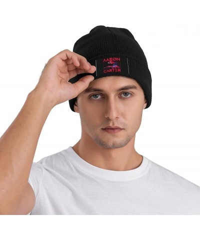 Aaron Music Carter Knit Hat Cap Beanie Warm Knitted Woolen Hats Fashionable Adults Stretch Black Black $11.64 Skullies & Beanies