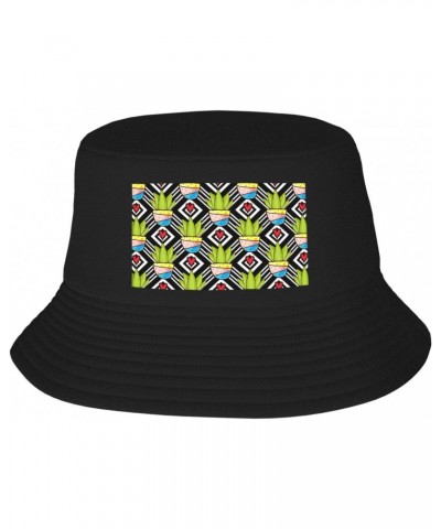 Cactus Pattern Seamless Figure Bucket Hat for Women Men Bucket Hats Summer Sun Hats Beach Travel Fishing Golf Cap Black $10.0...