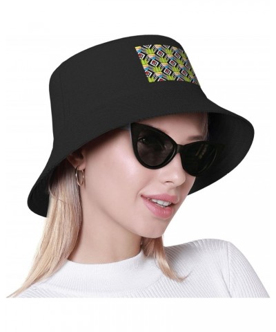 Cactus Pattern Seamless Figure Bucket Hat for Women Men Bucket Hats Summer Sun Hats Beach Travel Fishing Golf Cap Black $10.0...