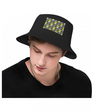 Cactus Pattern Seamless Figure Bucket Hat for Women Men Bucket Hats Summer Sun Hats Beach Travel Fishing Golf Cap Black $10.0...