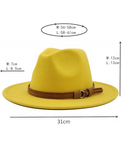 Fashionable Fedora Hat Wide-Brim Panama Floppy Hat Woolen Belt Buckle Hat Cap for Womens Costume Accessories Navy Blue2 $15.7...