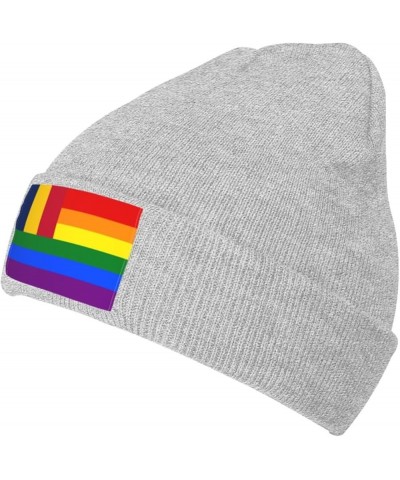 Chad Rainbow Flag Beanie Hat for Men Women Soft Cozy Skull Cap Winter Warm Knit Hats Gray $10.92 Skullies & Beanies