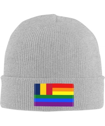 Chad Rainbow Flag Beanie Hat for Men Women Soft Cozy Skull Cap Winter Warm Knit Hats Gray $10.92 Skullies & Beanies