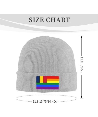 Chad Rainbow Flag Beanie Hat for Men Women Soft Cozy Skull Cap Winter Warm Knit Hats Gray $10.92 Skullies & Beanies