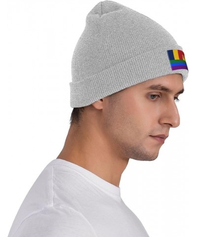 Chad Rainbow Flag Beanie Hat for Men Women Soft Cozy Skull Cap Winter Warm Knit Hats Gray $10.92 Skullies & Beanies