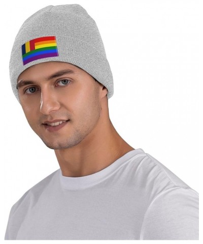 Chad Rainbow Flag Beanie Hat for Men Women Soft Cozy Skull Cap Winter Warm Knit Hats Gray $10.92 Skullies & Beanies