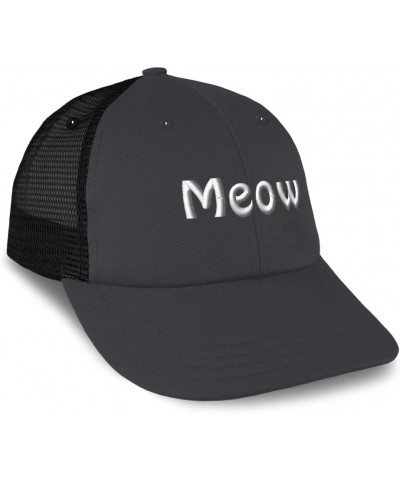 Trucker Hat Baseball Cap Meow Cats Cotton Dad Hats for Men & Women Dark Grey Black $17.39 Baseball Caps