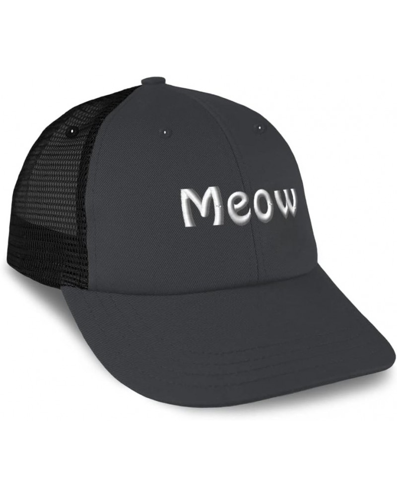 Trucker Hat Baseball Cap Meow Cats Cotton Dad Hats for Men & Women Dark Grey Black $17.39 Baseball Caps