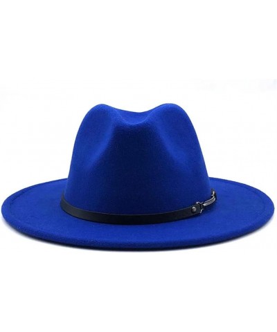 Women Men Woolen Fedora Hat with Leather Ribbon Gentleman Lady Wide Brim Jazz Church Panama Cap Army Gn $19.85 Fedoras