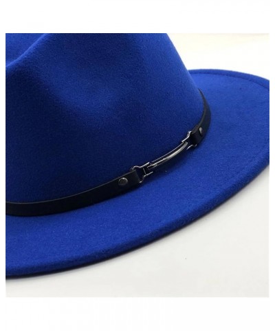 Women Men Woolen Fedora Hat with Leather Ribbon Gentleman Lady Wide Brim Jazz Church Panama Cap Army Gn $19.85 Fedoras