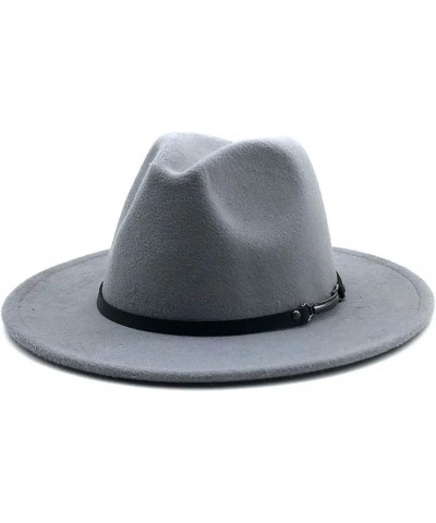 Women Men Woolen Fedora Hat with Leather Ribbon Gentleman Lady Wide Brim Jazz Church Panama Cap Army Gn $19.85 Fedoras