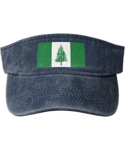 Flag of Norfolk Island Sun Visor Hats for Women Men Adjustable Sports Sun Hats Cotton Golf Cap Navy Blue $9.95 Visors