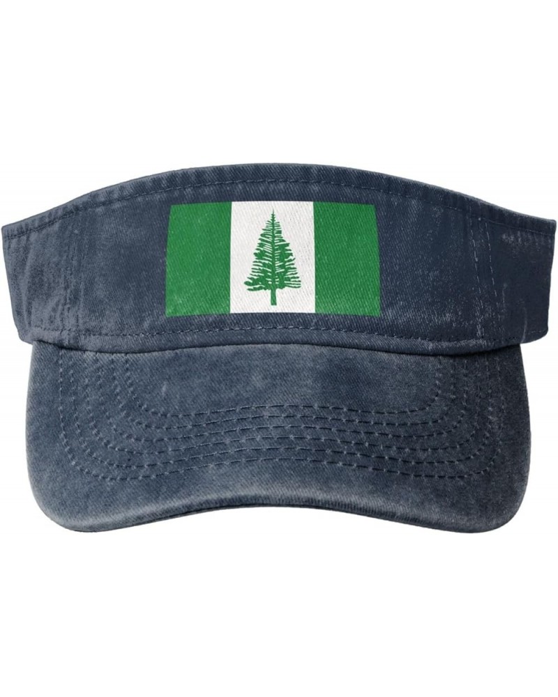 Flag of Norfolk Island Sun Visor Hats for Women Men Adjustable Sports Sun Hats Cotton Golf Cap Navy Blue $9.95 Visors