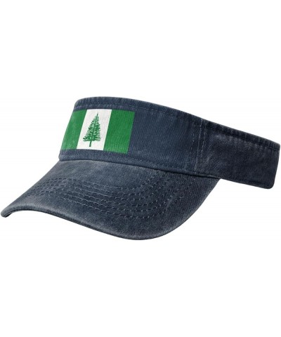 Flag of Norfolk Island Sun Visor Hats for Women Men Adjustable Sports Sun Hats Cotton Golf Cap Navy Blue $9.95 Visors