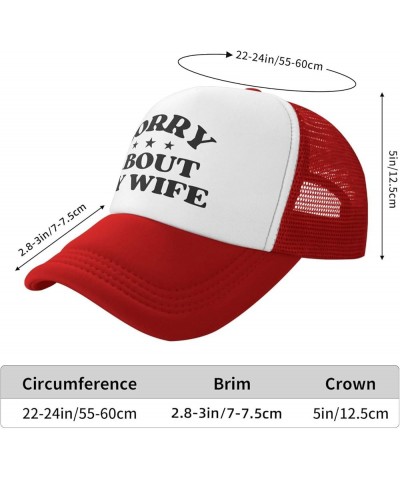 Sorry About My Wife Hat Happy Valentine's Day Love Mother's Day Mesh Hat Men Women Baseball Cap Trucker Hat Red $9.01 Basebal...