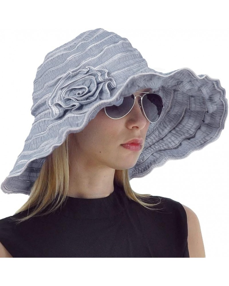 Women Folding Vintage Outdoor Sun Hats for Beach Garden Travelling UV Protection Gs013-blue $13.67 Sun Hats