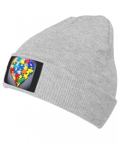 Autism Awareness Puzzle Pieces Heart Warm Knitted Hat, Neutral, Fashionable, Soft, Lightweight, Printed Fisherman Hat. $12.47...