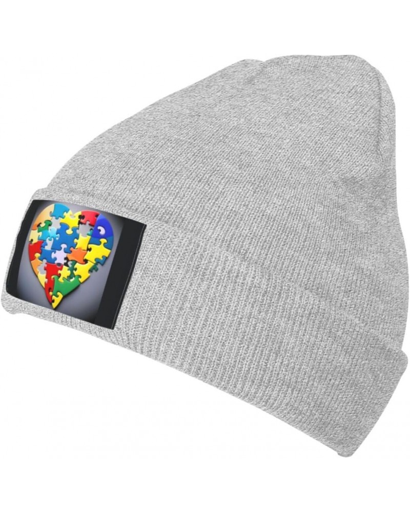 Autism Awareness Puzzle Pieces Heart Warm Knitted Hat, Neutral, Fashionable, Soft, Lightweight, Printed Fisherman Hat. $12.47...