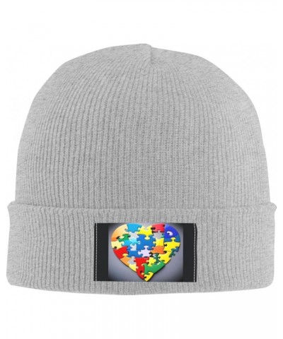 Autism Awareness Puzzle Pieces Heart Warm Knitted Hat, Neutral, Fashionable, Soft, Lightweight, Printed Fisherman Hat. $12.47...