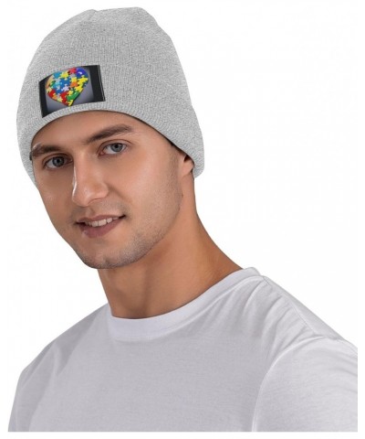 Autism Awareness Puzzle Pieces Heart Warm Knitted Hat, Neutral, Fashionable, Soft, Lightweight, Printed Fisherman Hat. $12.47...