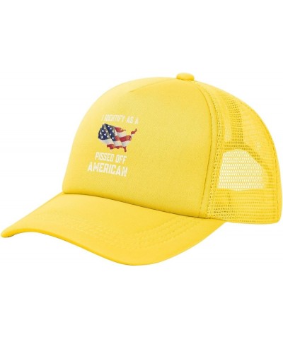 I Identifys As A Pissed Off American Mesh Trucker Hat Women Baseball Cap for Men Golf Dad Hat Snapback Hat Black Yellow $9.69...