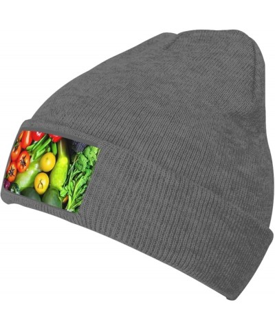 Fresh Vegetables Fruits Print Knitted Hat Knit Cap Daily Knit Hat Men's Unisex Winter Beanie Hat Women Cap Deep Heather $10.7...