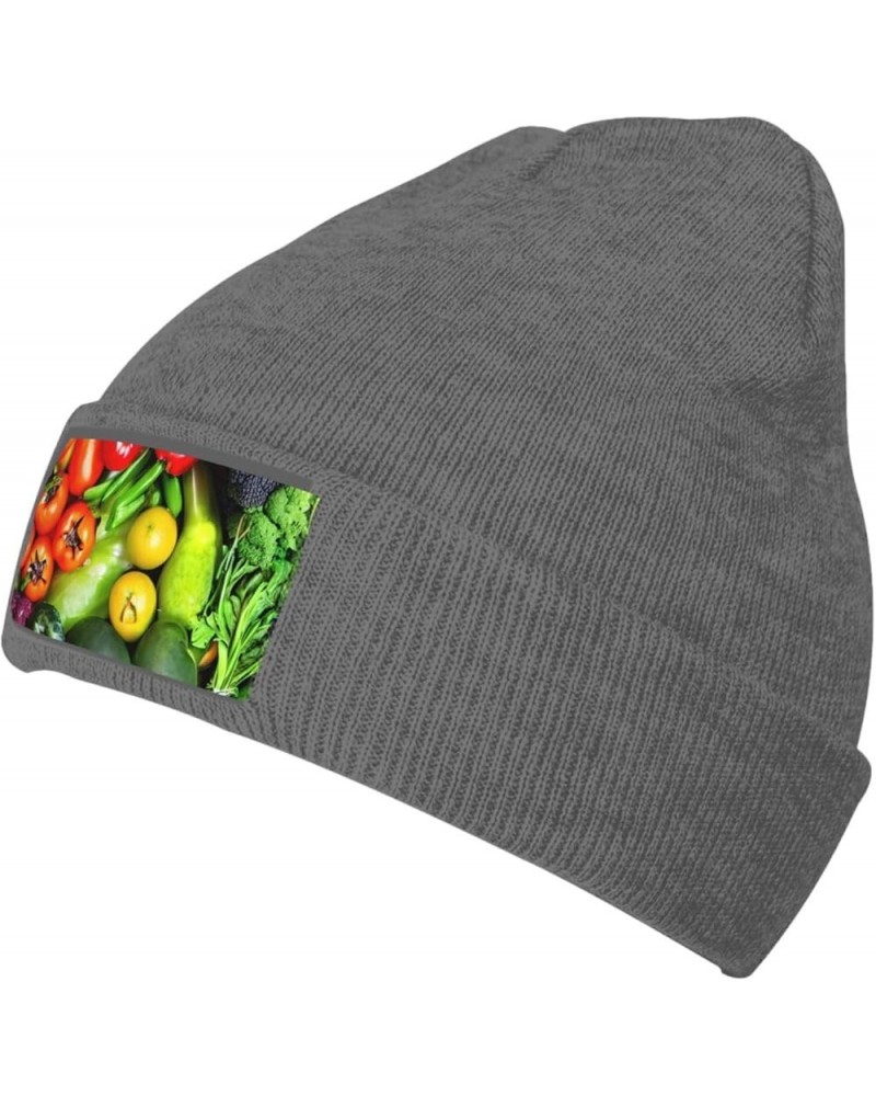 Fresh Vegetables Fruits Print Knitted Hat Knit Cap Daily Knit Hat Men's Unisex Winter Beanie Hat Women Cap Deep Heather $10.7...