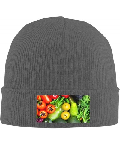 Fresh Vegetables Fruits Print Knitted Hat Knit Cap Daily Knit Hat Men's Unisex Winter Beanie Hat Women Cap Deep Heather $10.7...