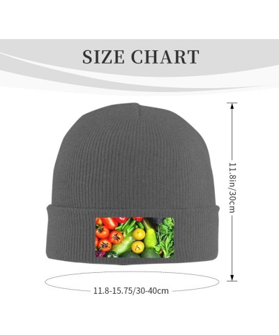 Fresh Vegetables Fruits Print Knitted Hat Knit Cap Daily Knit Hat Men's Unisex Winter Beanie Hat Women Cap Deep Heather $10.7...