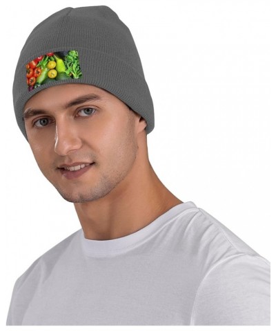 Fresh Vegetables Fruits Print Knitted Hat Knit Cap Daily Knit Hat Men's Unisex Winter Beanie Hat Women Cap Deep Heather $10.7...