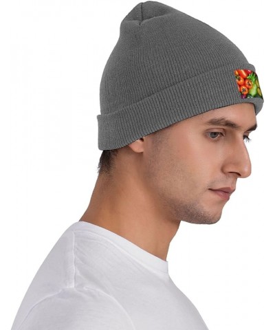 Fresh Vegetables Fruits Print Knitted Hat Knit Cap Daily Knit Hat Men's Unisex Winter Beanie Hat Women Cap Deep Heather $10.7...