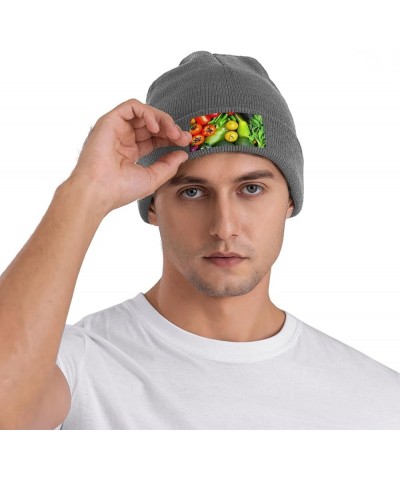 Fresh Vegetables Fruits Print Knitted Hat Knit Cap Daily Knit Hat Men's Unisex Winter Beanie Hat Women Cap Deep Heather $10.7...