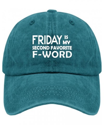 Friday is My Second Favorite F Word Trucker Hat USA Hat Pigment Black Hat for Men Gifts for Girlfriends Beach Caps Cyan Blue ...