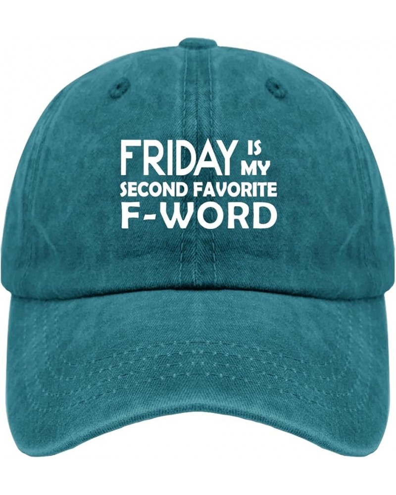 Friday is My Second Favorite F Word Trucker Hat USA Hat Pigment Black Hat for Men Gifts for Girlfriends Beach Caps Cyan Blue ...