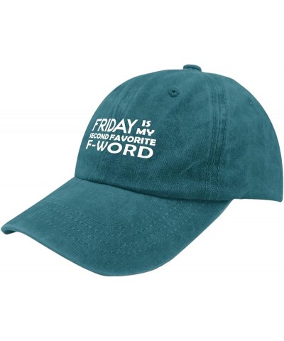 Friday is My Second Favorite F Word Trucker Hat USA Hat Pigment Black Hat for Men Gifts for Girlfriends Beach Caps Cyan Blue ...