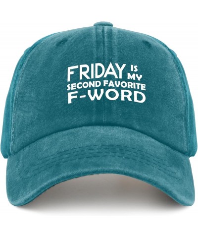 Friday is My Second Favorite F Word Trucker Hat USA Hat Pigment Black Hat for Men Gifts for Girlfriends Beach Caps Cyan Blue ...