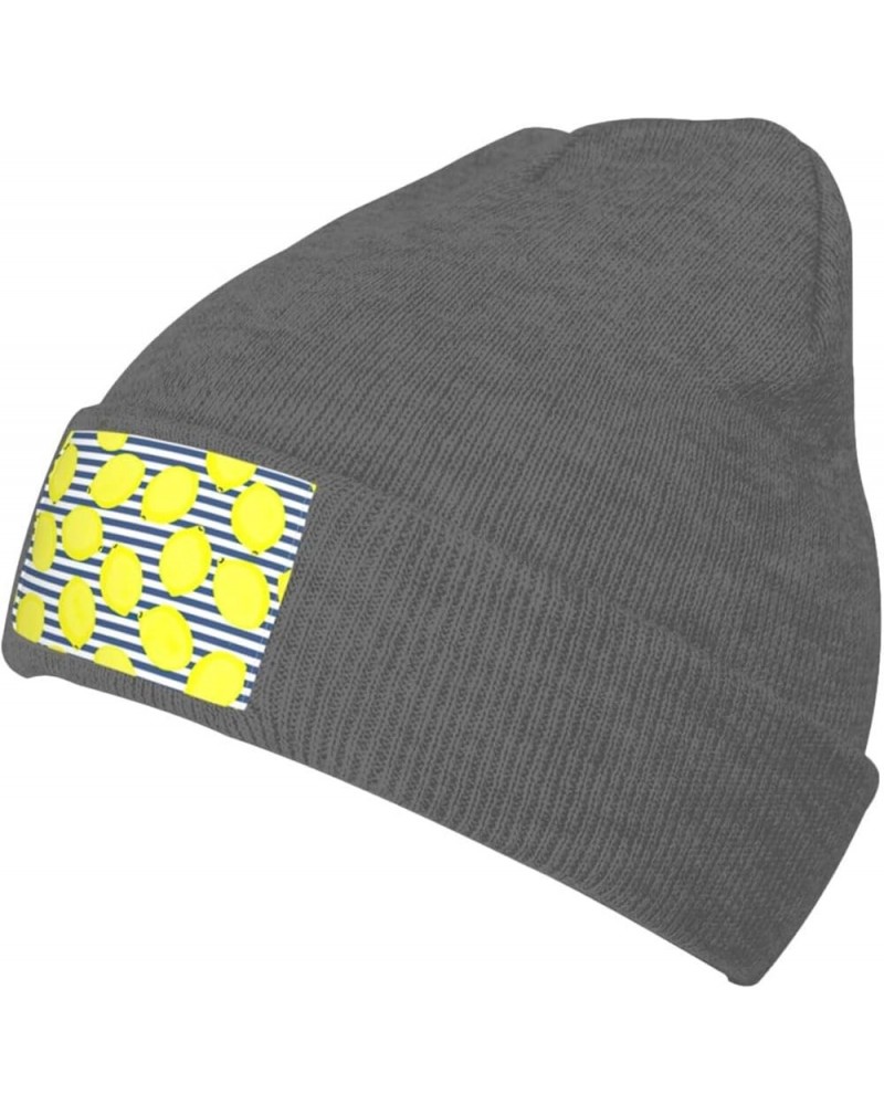 Lemon Print Beanie Hat Knitted Cap for Men Women,Thin Warm Knit Slouchy Ski Cap Winter Hip Hop Deep Heather $9.25 Skullies & ...