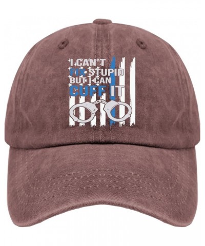 i Can't fix but i can Cuff it Hats Vintage Cotton Washed Baseball Caps Adjustable Dad Hat Crazy Wine Red $12.53 Baseball Caps