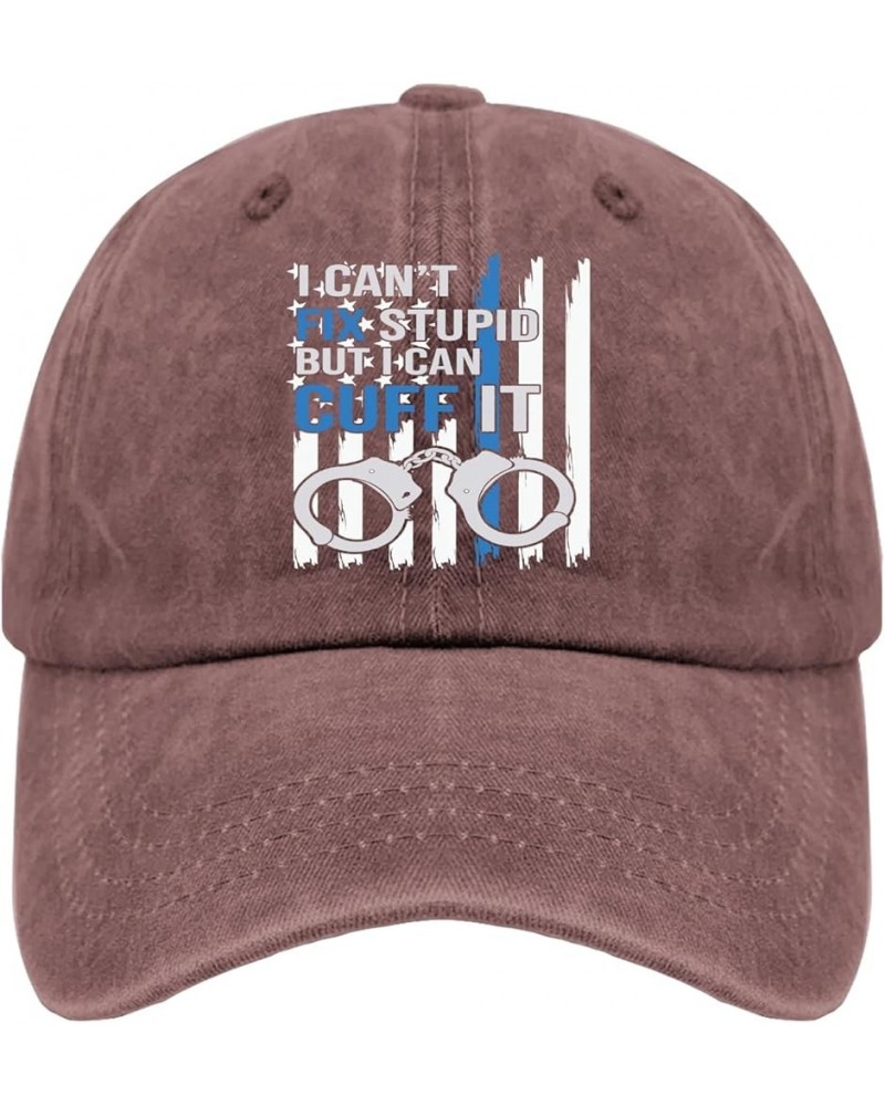 i Can't fix but i can Cuff it Hats Vintage Cotton Washed Baseball Caps Adjustable Dad Hat Crazy Wine Red $12.53 Baseball Caps