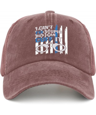 i Can't fix but i can Cuff it Hats Vintage Cotton Washed Baseball Caps Adjustable Dad Hat Crazy Wine Red $12.53 Baseball Caps